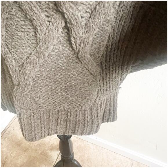 Anthropologie Sleeping On Snow Cable Knit Sweater Dolman Sleeve Olive Green Med - Picture 11 of 11